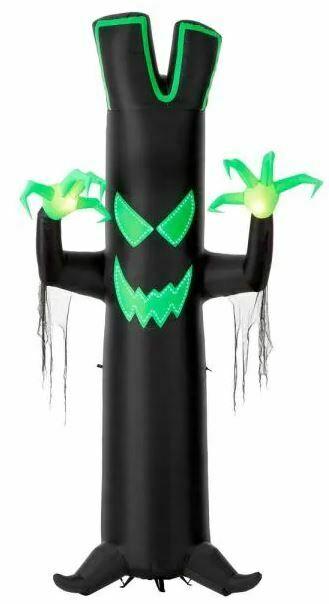 gemmy halloween 12 ft giant size led black tree w/scary face airblown ...